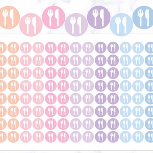 Cutlery Icon Stickers | Cutlery Stickers | Meal Plan Stickers | Meal Stickers | Journal Stickers | Circle Stickers | Icon Round Stickers