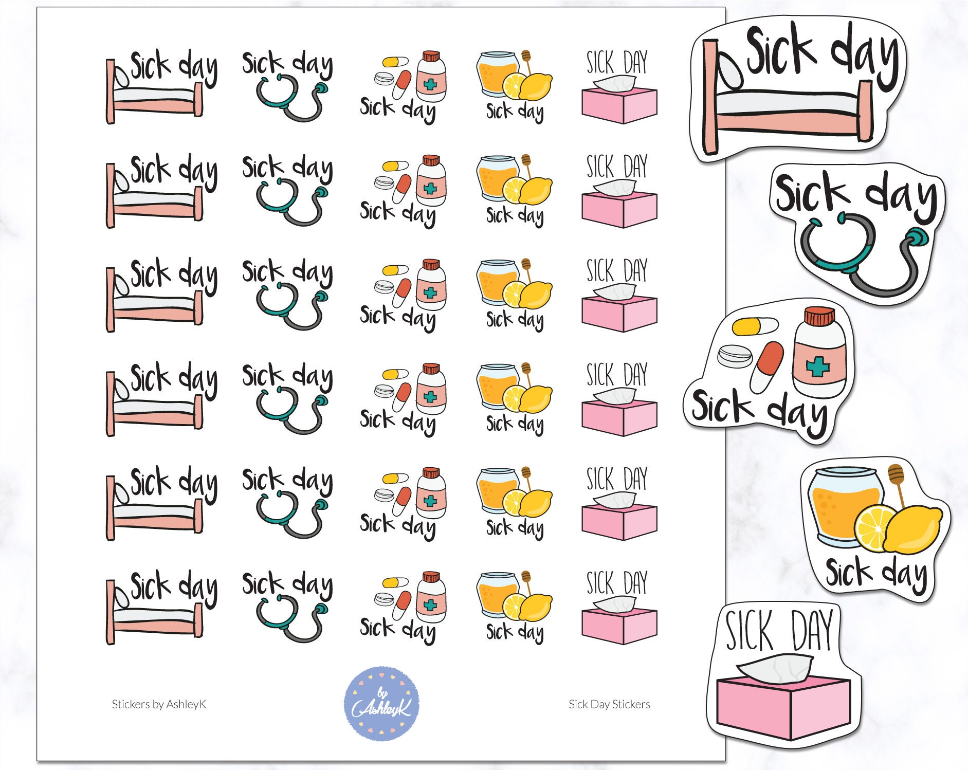 Sick Day Stickers Sick Day Planner Stickers Journal Etsy Australia