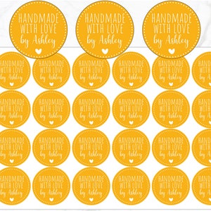 Dotted Line Handmade Stickers - 28 mm Diameter | Made with Love Stickers | Handmade Packaging Label Stickers | Homemade Stickers