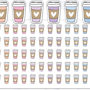 Pegatinas para taza de café / Pegatinas para café / Pegatinas para la hora del café / Pegatinas para planificador de café / Pegatinas para café para llevar / Bullet Journal / Kikk K