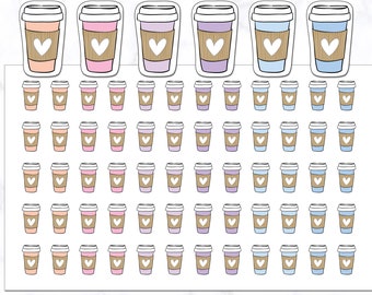 Coffee Cup To Go Planner Stickers Coffee Cup To Go On Clear Transparent Stickers for Tracking #901-010-001L-C Cafe Latte 