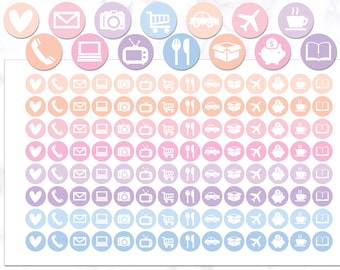 Daily Life Icon Planner Stickers | Daily Icon Round Stickers | Circle Planner Stickers | Routine Icon Round Stickers