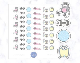 Fitness Planner Stickers | Gym Planner Stickers | Workout Planner Stickers | Dumbbell Stickers | Yoga Mat Stickers | Weight Stickers