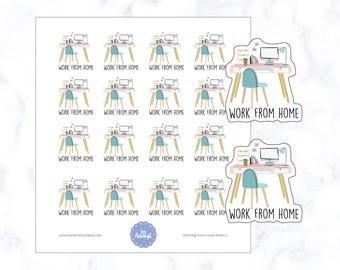 Working From Home Planner Stickers | Remote Work Planner Stickers | Home Office Planner Stickers | Computer Planner Stickers