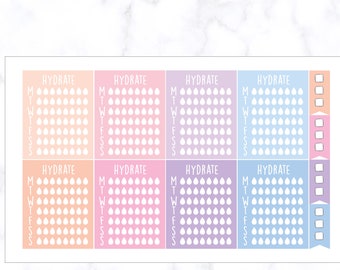 Hydrate Box Stickers | Weekly Hydrate Stickers | Daily Hydration Stickers | Water Tracker Stickers - Planner Stickers | Journal Stickers