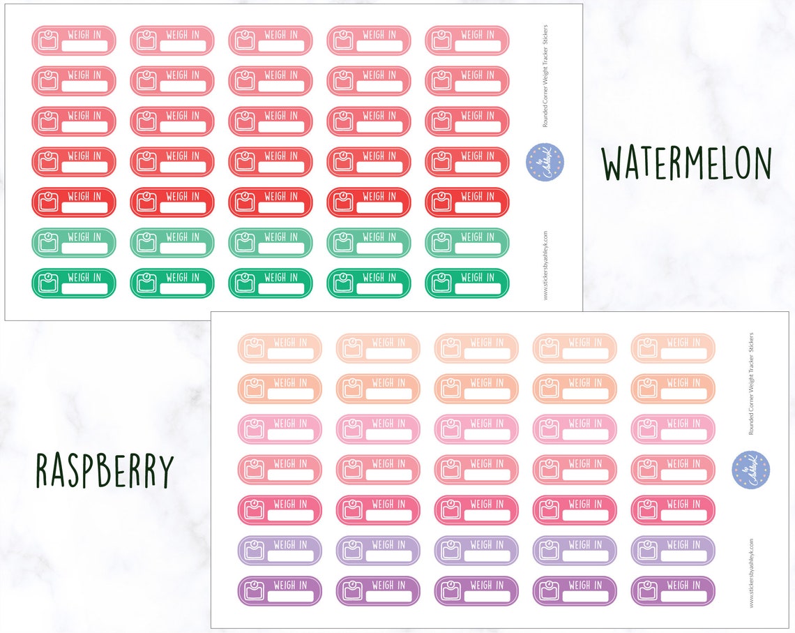 Rounded Corner Weight Tracker Planner Stickers | Weight Tracker ...