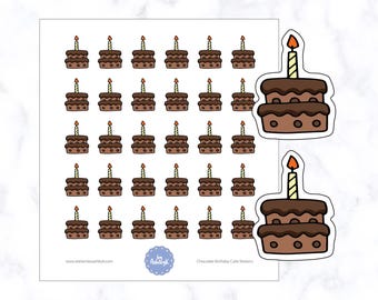 Chocolate Birthday Cake Planner Stickers | Happy Birthday Stickers | Birthday Stickers | Cute Birthday Cake Stickers