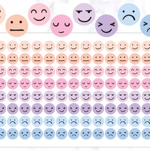 Cute Emoticon Stickers | Emoticon Round Stickers | Face Emoticon Stickers | Mood Tracker Stickers | Mood Planner Sticker | Mood Sticker