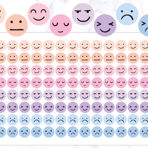 Niedliche Emoticon Aufkleber | Emoticon Runde Aufkleber | Gesicht Emoticon Aufkleber | Stimmungs-Tracker | Stimmungs-Sticker | Stimmungssticker