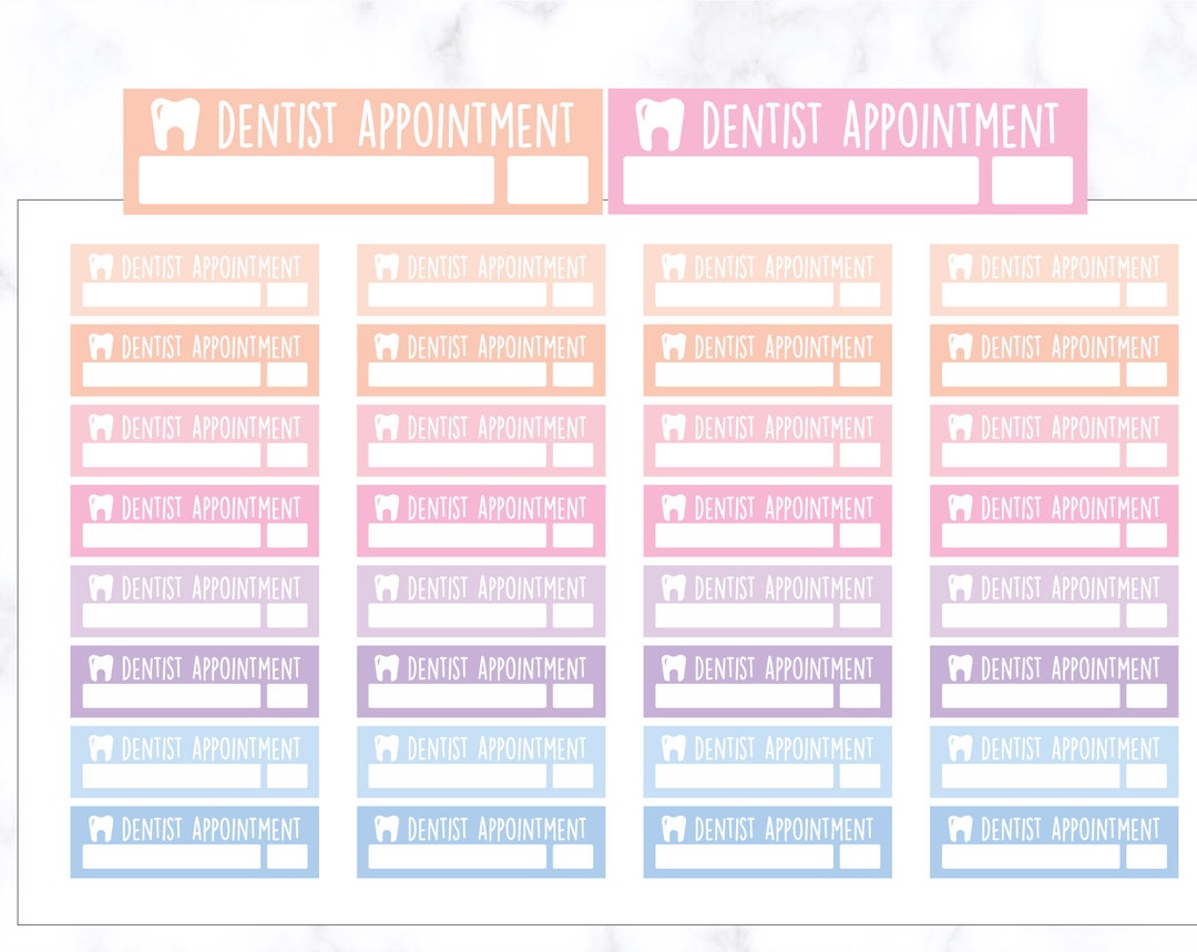 Dentist Appointment Tracker Sticker | Dentist Appointment Label Sticker ...