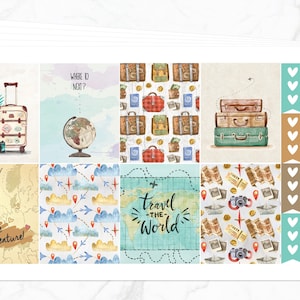 Kit de viaje semanal para planificador vertical Erin Condren / Lindas pegatinas para planificador de viajes / Lindo kit de planificador semanal / Pegatinas para planificador de maletas