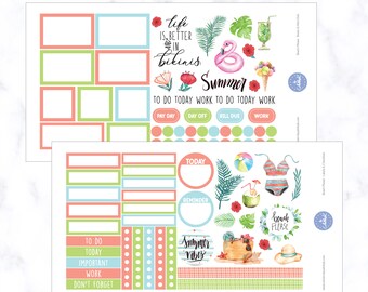 Beach Please Weekly Spread Planner Stickers | Summer Weekly Spread Stickers | Decorative Planner Stickers | Beach Planner Stickers