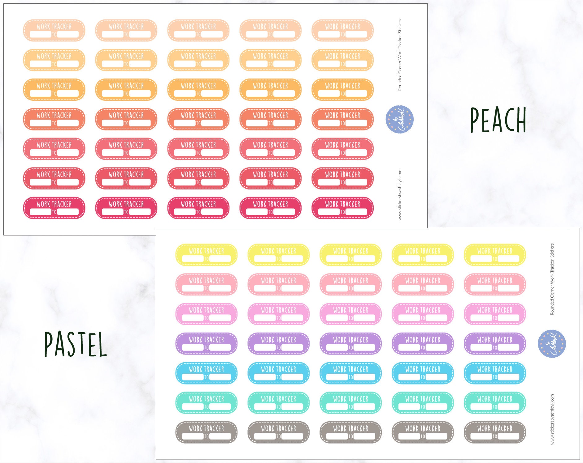 Rounded Corner Work Tracker Stickers | Work Label Stickers | Work ...