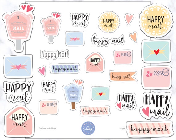 Happy Mail Planner Stickers | Mail Stickers | Mail Planner Stickers | Diary  Stickers | Journal Stickers | Letter Stickers