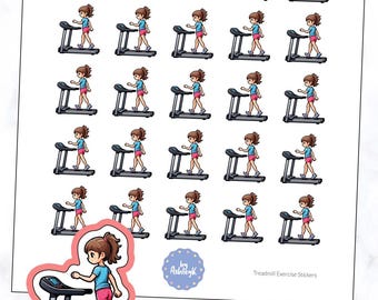 Treadmill Exercise Planner Stickers | Workout Planner Stickers | Gym Girl Stickers | Fitness Planner Stickers | Cardio Planner Stickers