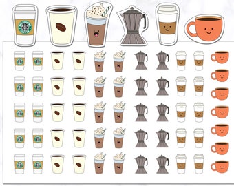 Coffee Planner Stickers | Coffee Stickers | Coffee Cup Stickers | Espresso Stickers | Planner Stickers | Journal Stickers | Diary Stickers