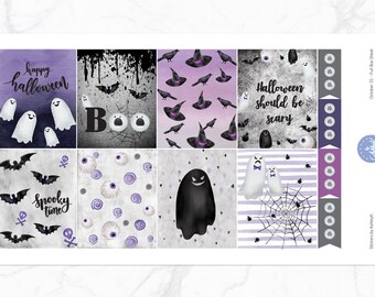 Kit semanal del 31 de octubre para Erin Condren: planificador vertical y horizontal, pegatinas para Halloween, kit semanal de Halloween y kit semanal de octubre.