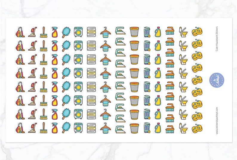 Machine Clean Sticker Cute Cute Housework Planner Stickers | Housework Stickers | Cleaning ...
