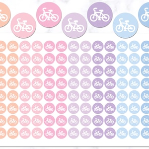 Bicycle Icon Round Planner Stickers | Bike Ride Icon Stickers | Cycling Planner Stickers | Cycle Planner Stickers | Biking Planner Stickers
