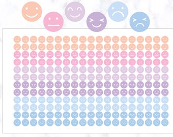 Mini Cute Emoticon Dot Stickers | Emoticon Round Stickers | Face Emoticon Stickers | Mood Tracker Stickers | Mood Planner Sticker