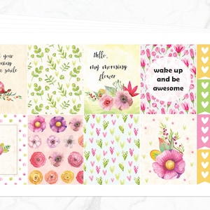 Kit semanal de buenos días para planificador vertical Erin Condren / Kit semanal de flores / Pegatinas para planificador matutino / Kit de pegatinas semanales adorables