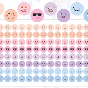 Pegatinas divertidas de emoticones con garabatos / Pegatinas redondas de emoticones / Pegatinas lindas de emoticones / Pegatinas de seguimiento del estado de ánimo / Pegatinas de planificador del estado de ánimo / Pegatinas de estado de ánimo
