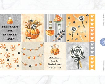 Kit semanal de truco o trato para la agenda vertical y horizontal de Erin Condren / Lindas pegatinas de Halloween / Kit semanal de Halloween / Kit semanal de octubre