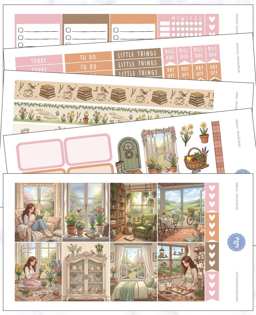 Spring Serenity Weekly Kit - Erin Condren Planner Stickers - Etsy