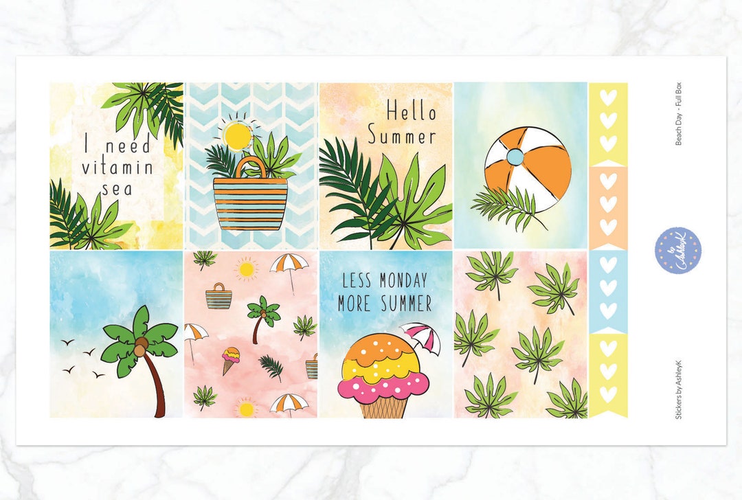 Beach Day Weekly Kit for Erin Condren Planner | Summer Weekly Kit ...