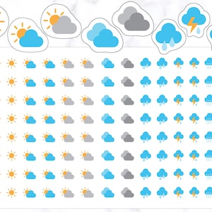 112 pegatinas de pronóstico del tiempo / pegatinas de planificador del tiempo / pegatinas de seguimiento del tiempo / pegatinas de seguimiento del tiempo / pegatinas de iconos del tiempo