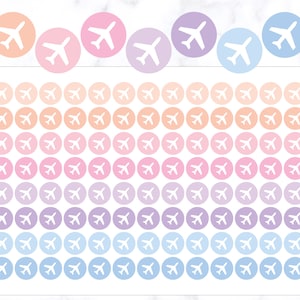 Adesivos de ícone de avião | Adesivos de avião | Adesivos de ícone redondo de voo | Adesivos de diário | Adesivos circulares | Adesivo redondo de ícone | Adesivo de voo