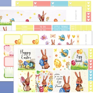 Kit semanal de búsqueda de huevos de Pascua para planificador vertical de Erin Condren / Pegatinas de planificador de conejito de Pascua / Lindo kit semanal de Pascua / Kit semanal de abril
