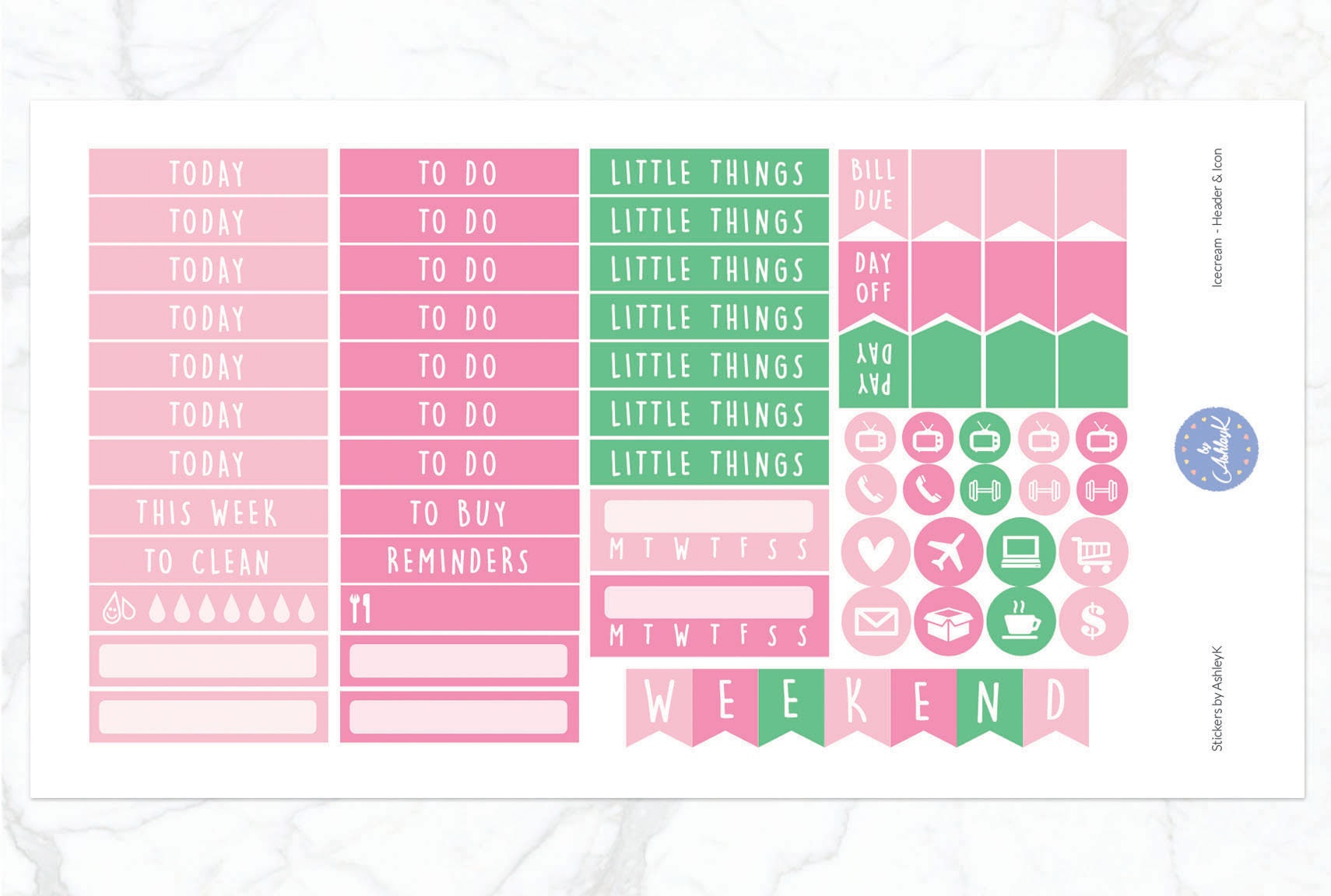 Ice Cream Weekly Kit for Erin Condren Vertical Horizontal Planner | Ice ...