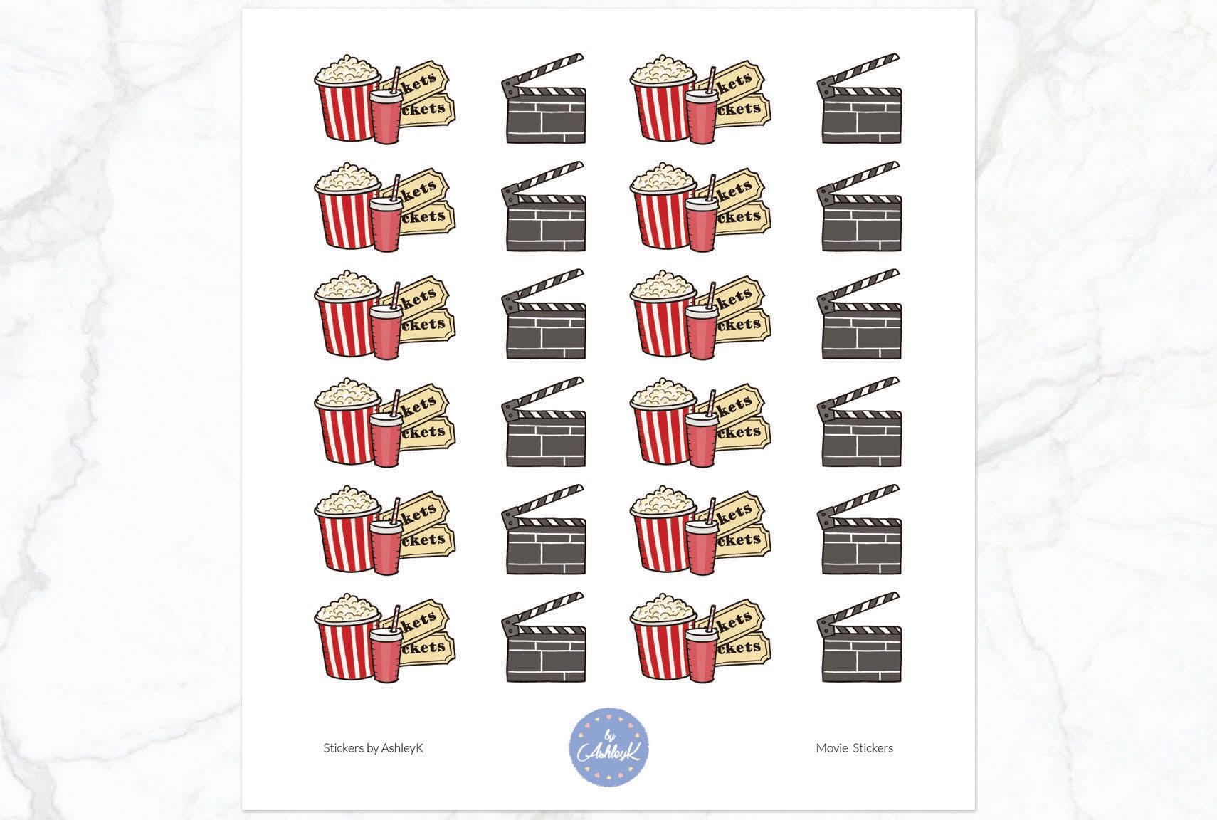 Movie Stickers | Movie Night Stickers | Movie Date | Cinema Stickers ...