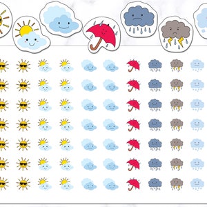 Mini Adesivos Fofos do Clima | Adesivos do Planejador do Clima | Adesivos do Ícone do Clima | Adesivos do Diário | Adesivos do Planejador | Adesivos do Diário