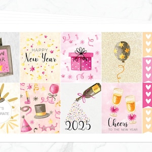 Kit hebdomadaire Happy New Year pour agenda vertical Erin Condren | hebdomadaire du Nouvel An | Stickers agenda 2024 | Kit hebdomadaire de janvier