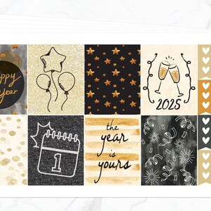 Wekelijks nieuwjaarspakket voor Erin Condren Planner | Nieuwjaarsplannerstickers | Weekpakket januari | Gelukkig nieuwjaar 2025-weekpakket