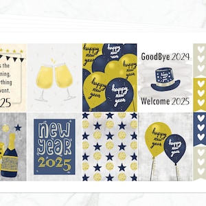 Kit hebdomadaire Welcome 2025 pour agenda vertical Erin Condren | hebdomadaire du Nouvel An | Stickers planificateur Happy New Year | Kit hebdomadaire de janvier