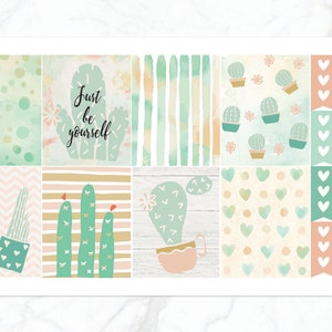 Lindo kit semanal de cactus para la agenda Erin Condren / Kit semanal de primavera / Kit semanal de plantas / Planificador vertical y horizontal / Pegatinas de cactus