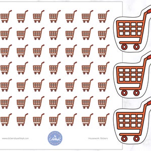 Stickers voor huishoudelijk werk winkelwagentje | Stickers voor boodschappen | Stickers winkelwagentje | Dagboekstickers | Dagboekstickers