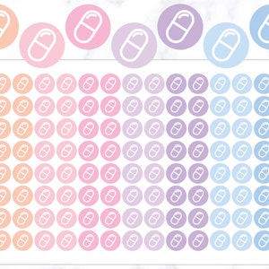 Tablet Icon Stickers | Medicine Stickers | Pill Stickers | Vitamin Stickers | Round Icon Planner Stickers | Circle Stickers | Icon Stickers
