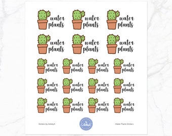 Water Plants Stickers | Plants Planner Stickers | Watering Stickers | Journal Stickers | Diary Stickers | Planner Stickers | Cactus Stickers