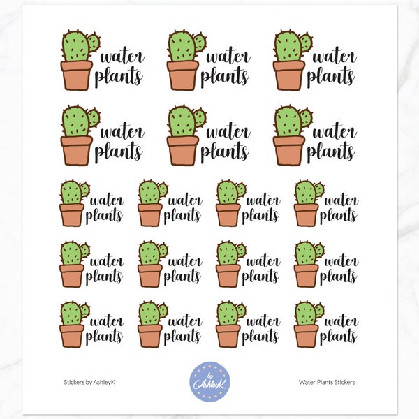 Water Plants Stickers | Plants Planner Stickers | Watering Stickers | Journal Stickers | Diary Stickers | Planner Stickers | Cactus Stickers