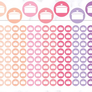 Ícone da panela de cozinha adesivos | adesivos de planejador de cozinha | adesivos de ícone de trabalho doméstico | Adesivos de diário | adesivos circulares | Adesivos para panelas