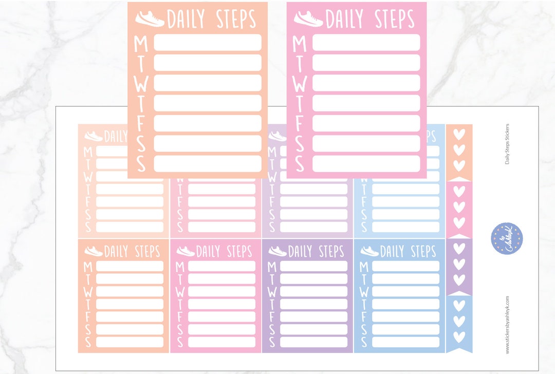 Daily Steps Stickers | Steps Planner Stickers | Journal Stickers ...