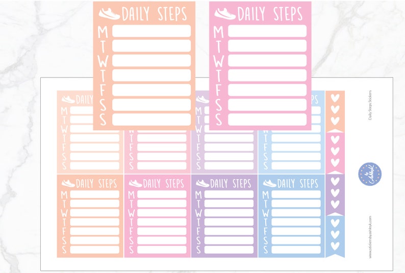 Daily Steps Stickers | Steps Planner Stickers | Journal Stickers ...
