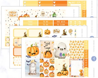 Lindo kit semanal de truco o trato para la agenda de Erin Condren / Pegatinas para agenda de Halloween / Kit semanal de Halloween / Kit semanal de octubre
