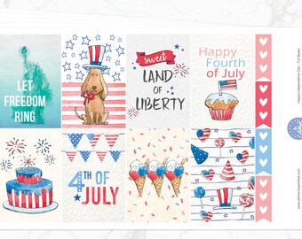 Wöchentliches Kit zum Unabhängigkeitstag für Happy Planner | Glücklich Planer Aufkleber | Unabhängigkeitstag Wöchentliches Kit | Süßes 4. Juli Weekly Kit