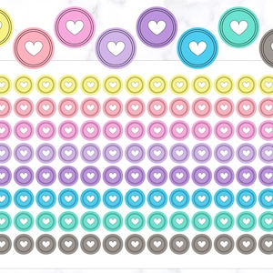 Niedliche Herz-Icon-Aufkleber | Symbol-Aufkleber | Runde Symbol Aufkleber | Journal Aufkleber | Kreis Aufkleber | Symbol runde Aufkleber