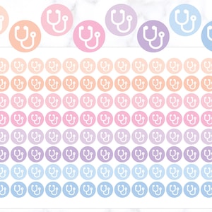 Stethoscope Icon Stickers | Doctor&#39;s Appointment Stickers | Clinic Icon Stickers | Hospital Stickers | Circle Stickers | Icon Round Stickers